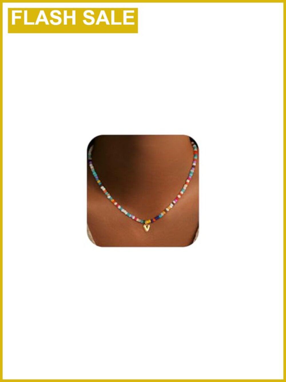 Beaded Initial Letter Pendant Necklace Brass Handmade Choker